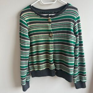 Striped Cardigan Green and Brown size small🌲